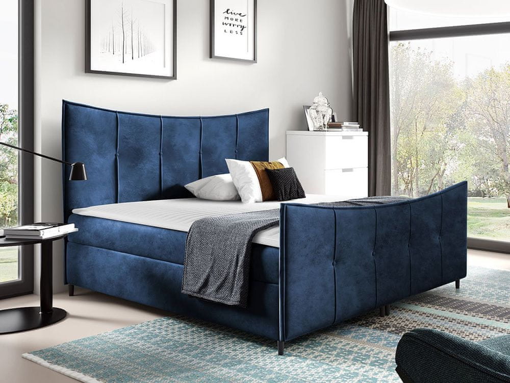 Veneti Hotelová dvojlôžková posteľ 160x200 MORISA - modrá + topper ZDARMA