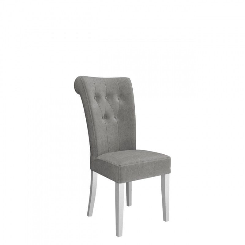 Veneti Luxusná jedálenská stolička NOSSEN 3 - polomatná biela / šedá / pozlátené klopadlo