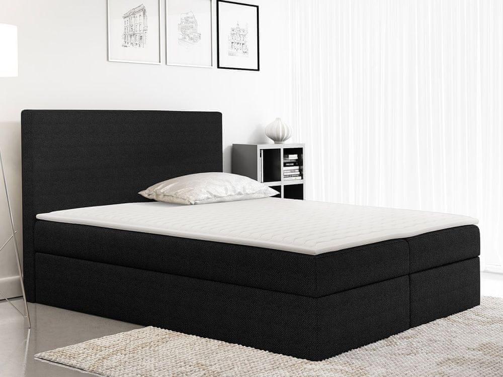 Veneti Kontinentálna dvojlôžková posteľ 140x200 MARICELA - čierna + topper ZDARMA