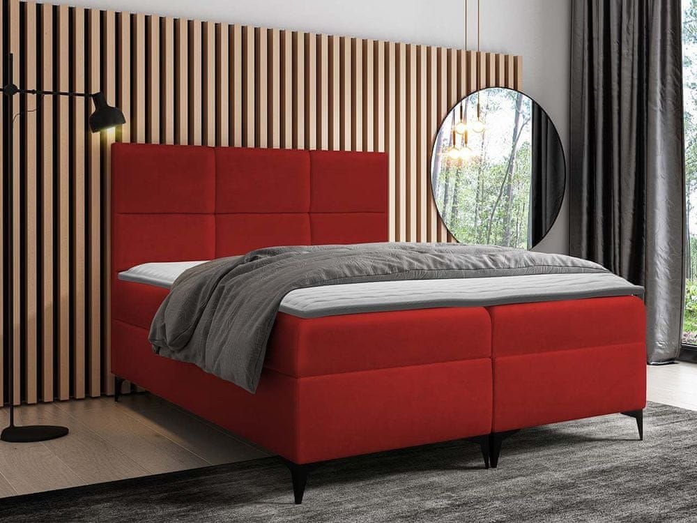 Veneti Americká manželská posteľ 140x200 NIEVE - červená + topper ZDARMA