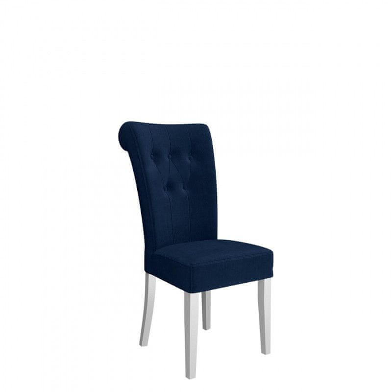 Veneti Luxusná jedálenská stolička NOSSEN 3 - polomatná biela / modrá / čierne klopadlo