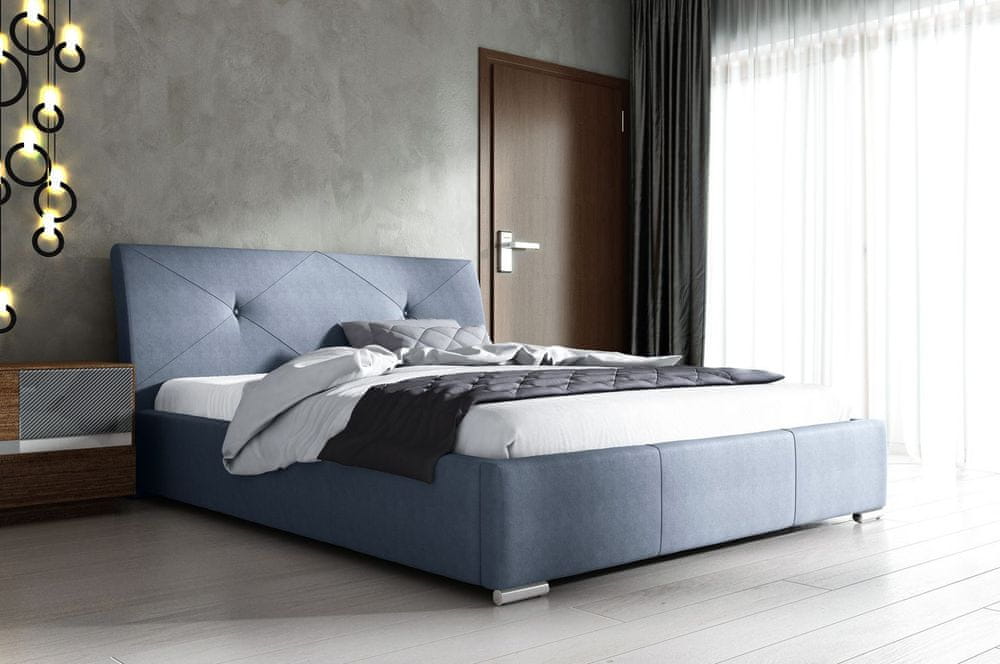 Veneti Čalúnená manželská posteľ TERESA - 160x200, modrá + topper ZDARMA