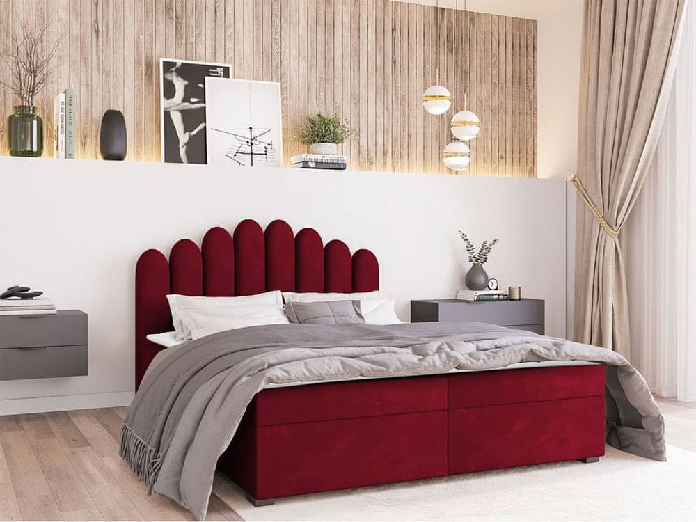 Veneti Hotelová manželská posteľ 180x200 LUCILA - červená + topper ZDARMA