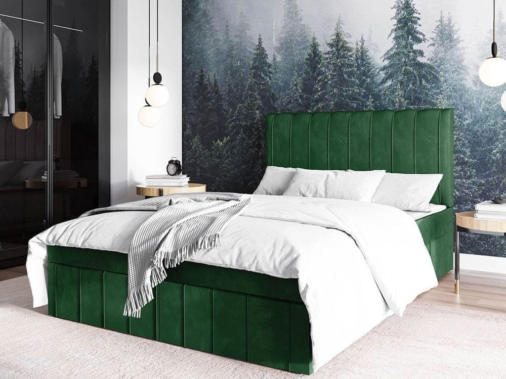 Veneti Kontinentálna dvojlôžková posteľ 180x200 MARCIAL - zelená + topper ZDARMA