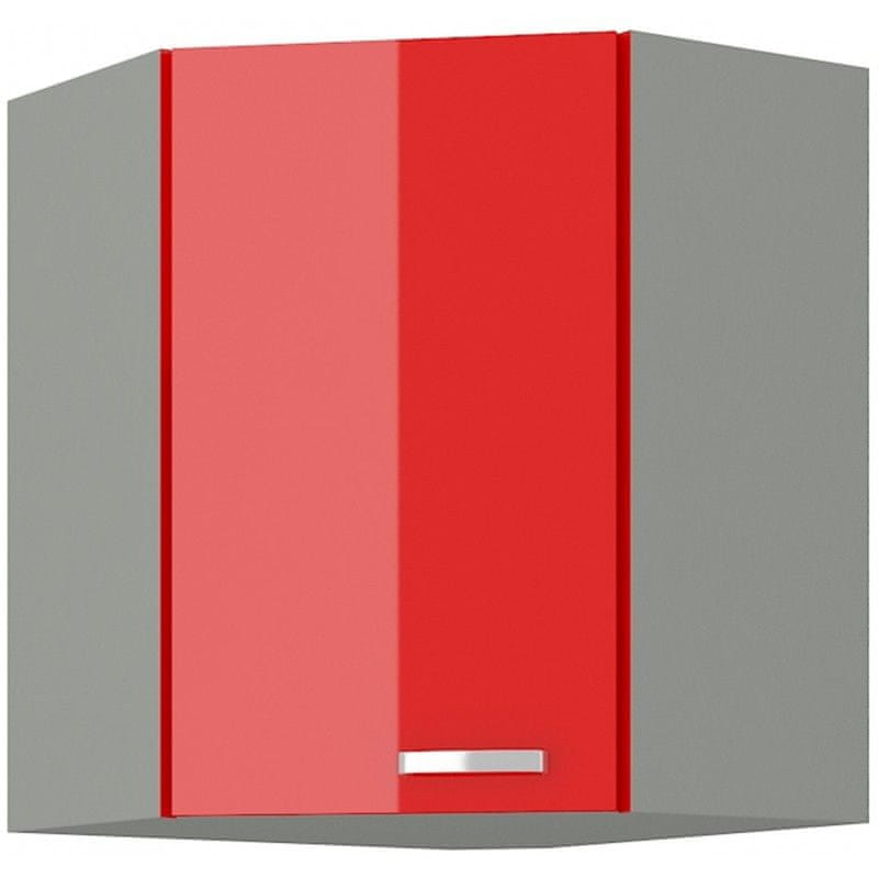 Veneti Horná rohová skrinka ULLERIKE - 58x58 cm, červená / šedá