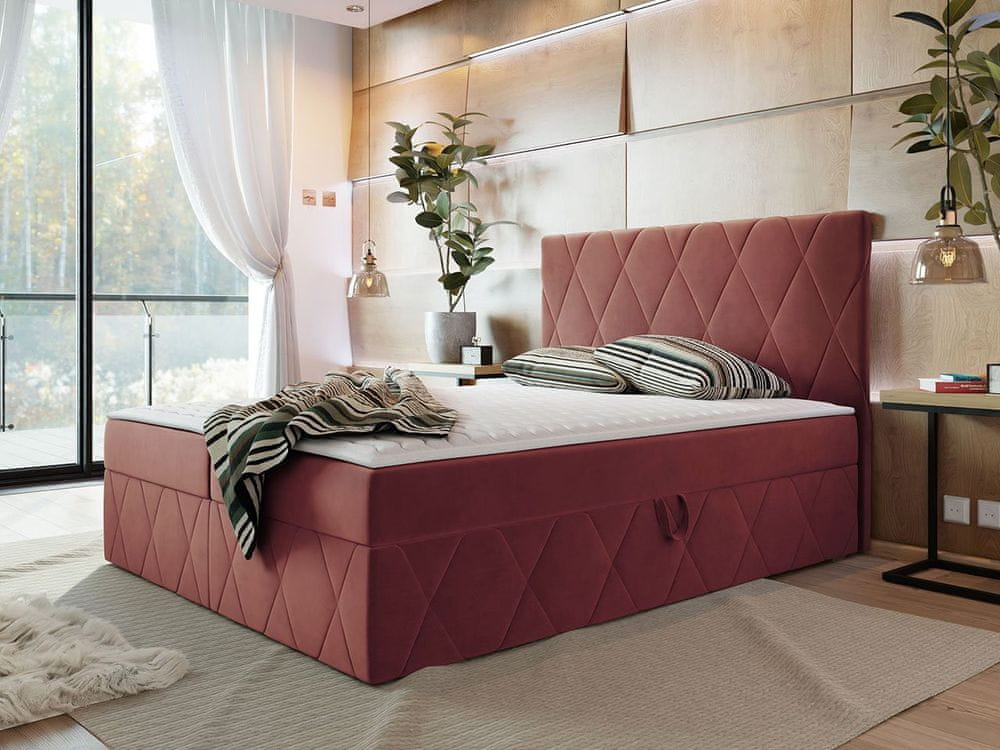 Veneti Hotelová manželská posteľ 180x200 PALMA - ružová + topper ZDARMA