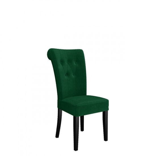 Veneti Luxusná jedálenská stolička NOSSEN 3 - čierna / zelená / pozlátené klopadlo