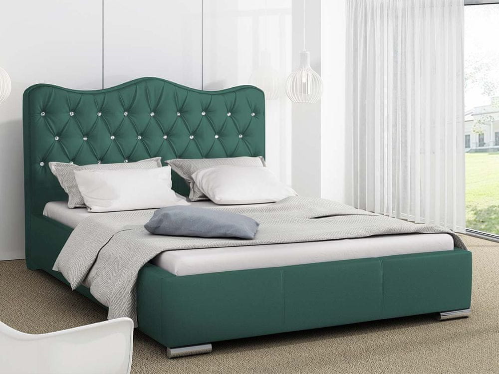 Veneti Čalúnená manželská posteľ 160x200 SALVADORA - zelená