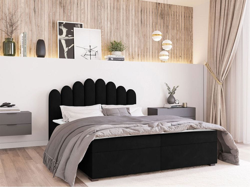 Veneti Hotelová manželská posteľ 180x200 LUCILA - čierna + topper ZDARMA