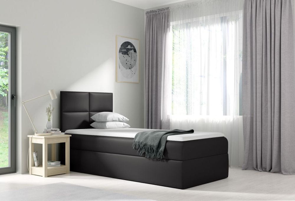 Veneti Čalúnená jednolôžková posteľ SONIA - 100x200, tmavo šedá + topper ZDARMA