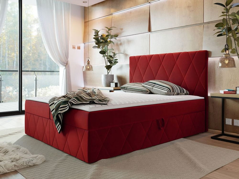 Veneti Hotelová manželská posteľ 140x200 PALMA - červená + topper ZDARMA