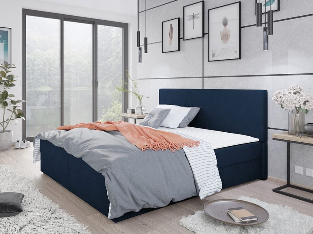 Veneti Americká manželská posteľ 180x200 BALJA 3 - modrá + topper ZDARMA