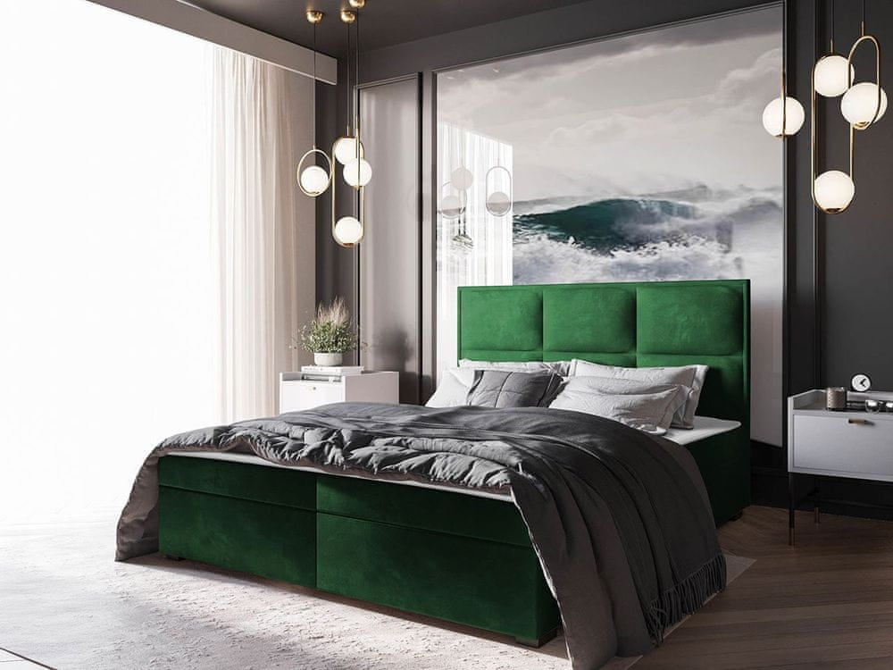 Veneti Americká manželská posteľ 140x200 MANNIE 1 - zelená + topper ZDARMA