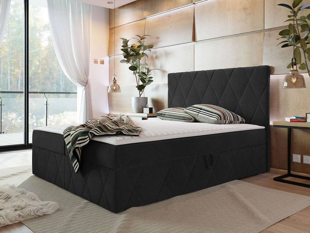 Veneti Hotelová manželská posteľ 180x200 PALMA - čierna + topper ZDARMA