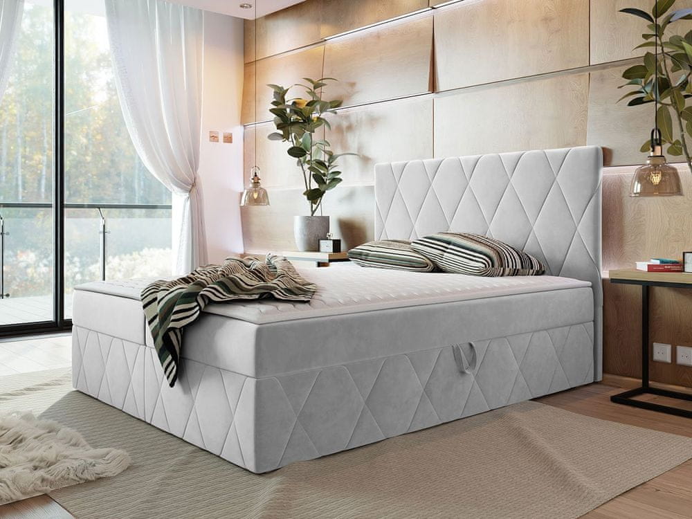 Veneti Hotelová manželská posteľ 180x200 PALMA - svetlá šedá + topper ZDARMA