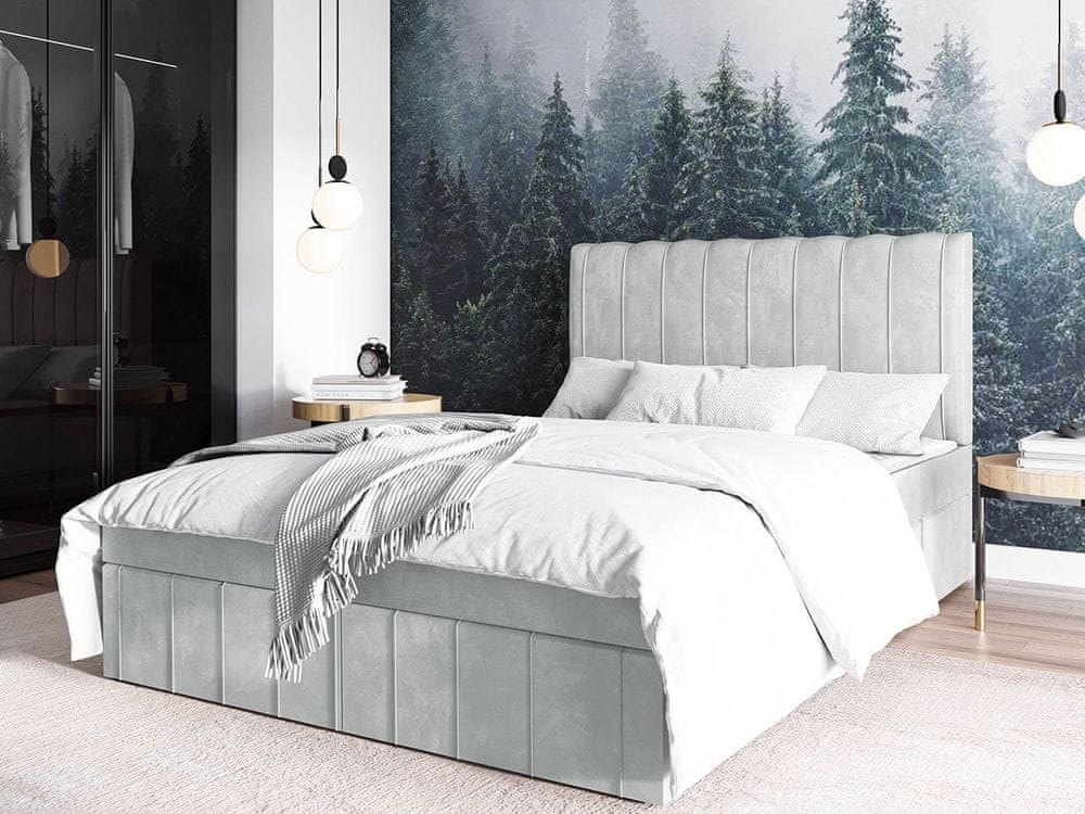 Veneti Kontinentálna dvojlôžková posteľ 180x200 MARCIAL - šedá + topper ZDARMA