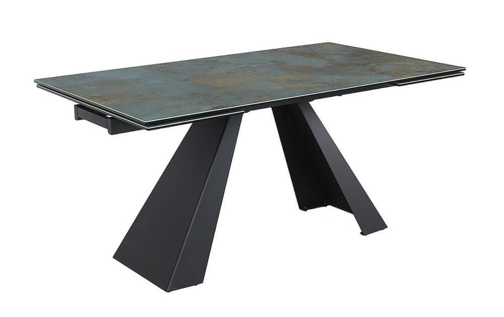 Veneti Rozkladací jedálenský stôl GEDEON 1 - 160x90, tyrkysový / matný čierny