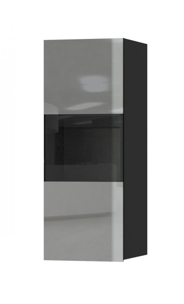 Veneti Závesná skrinka HEIKO s presklenenou časťou, šedá