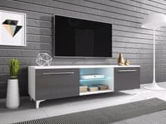 Veneti Televízny stolík na nožičkách s LED osvetlením FERNS 13 - biely / lesklý šedý