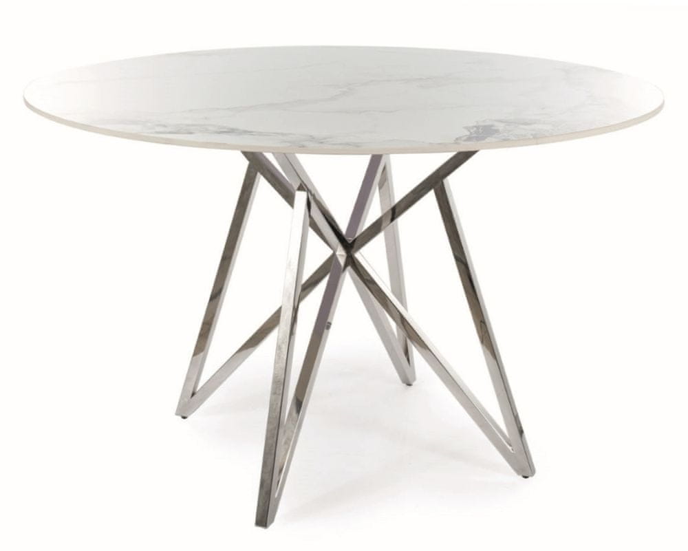 Veneti Dizajnový okrúhly stôl HOLGER - biely / chróm