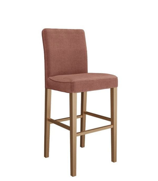 Veneti Barová stolička SAYDA - prírodné drevo / ružová