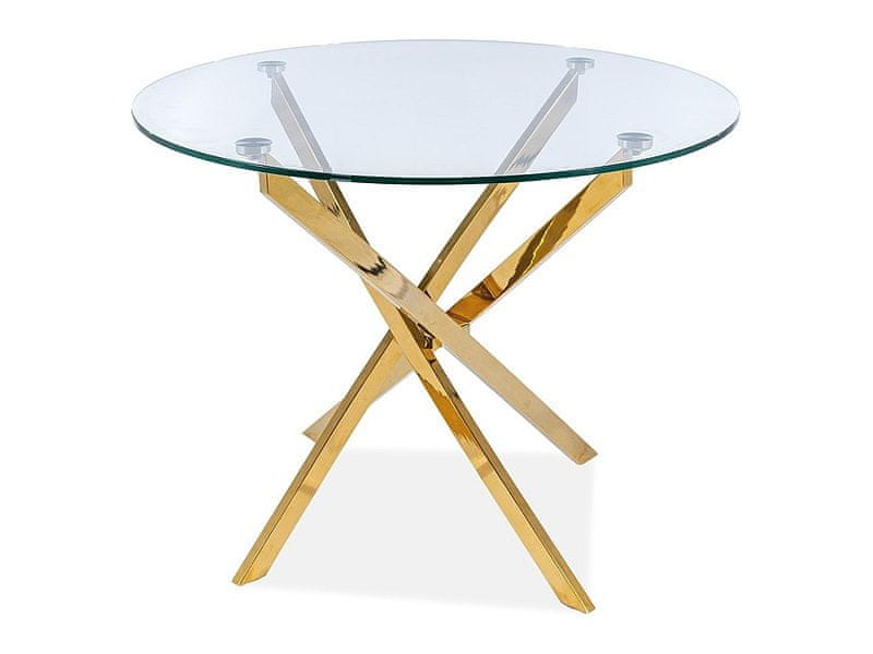 Veneti Okrúhly transparentný stôl AUGUSTIN - zlatý