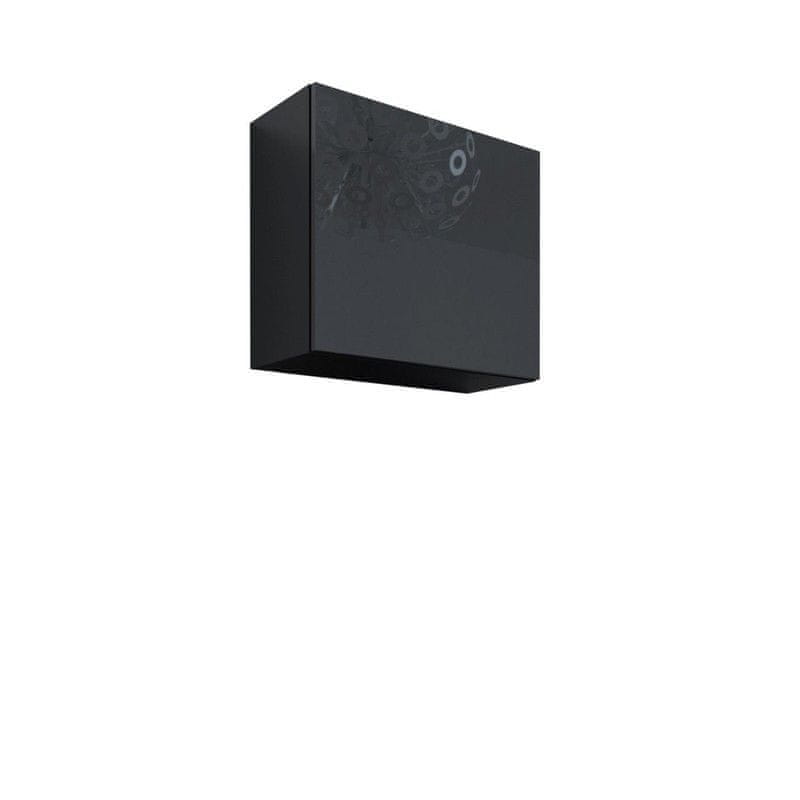 Veneti Závesná skrinka ASHTON 1 - čierna / lesklá čierna
