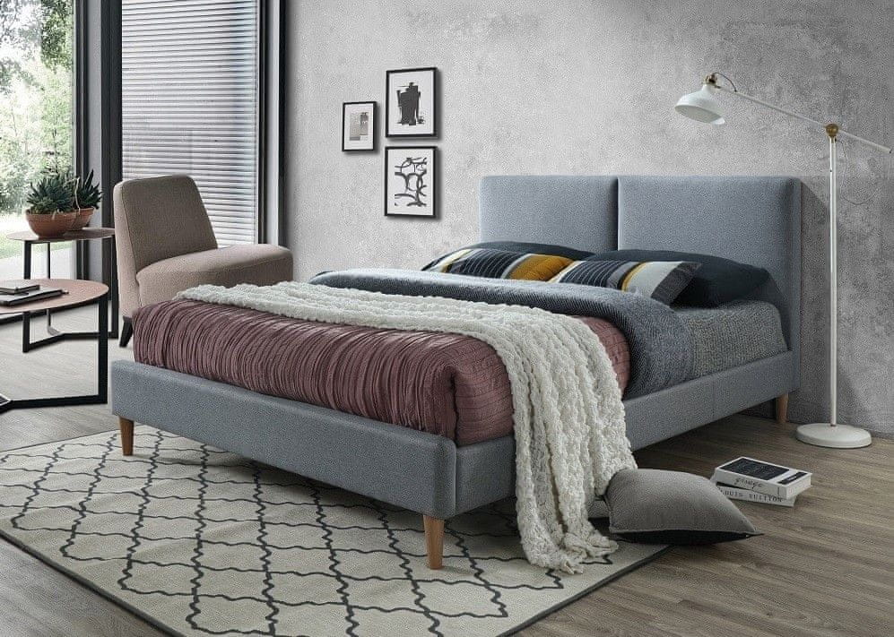 Veneti Čalúnená manželská posteľ JUSTYNA - 160x200 cm, šedá