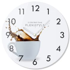 Flexistyle Sklenené nástenné hodiny Káva 2 z63b s-2-x, 30 cm
