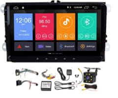 BergMont Autorádio s GPS navigáciou Android 13, 2/32 GB, WIFI, 9 palcov, pre Volkswagen, Seat, Škoda s dekodérom Canbus + zadná kamera