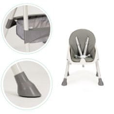 EcoToys HC-823 GRAY 2v1 5bodová vysoká stolička s postrojom šedá