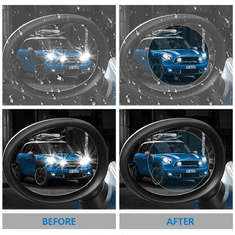 Techsuit 2x Fólia odolná voči dažďu - pre spätné zrkadlo do auta (15x10 cm) - Transparentná KP28096
