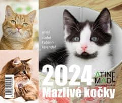 Kalendár 2024 Mazlivé mačky, stolné, týždenné, 150 X 130 mm