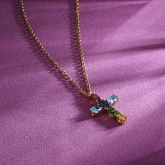 Morellato Moderný pozlátený náhrdelník s krížikom Colori SAVY02