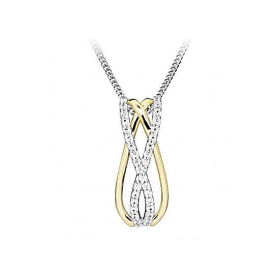 Silver Cat Prepracovaný strieborný náhrdelník so zirkónmi SC507 (retiazka, prívesok)