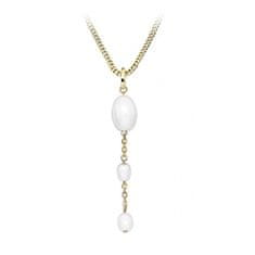 Silver Cat Nežný pozlátený náhrdelník s pravými perlami SC513 (retiazka, prívesok)