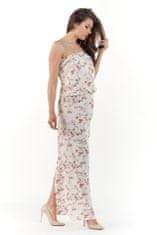 Awama Dámske kvetované šaty Lynene A219 ecru M