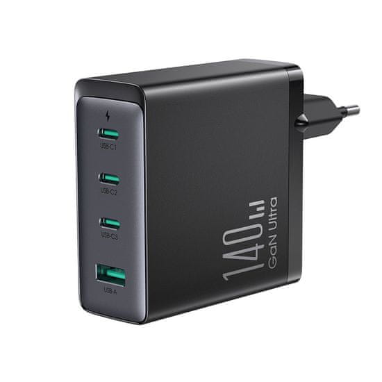 Joyroom Gan Ultra sieťová nabíjačka USB / 3x USB-C 140W + kábel USB-C, čierna
