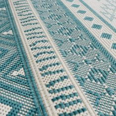 Vidaxl Vonkajší koberec aqua a biely 100x200 cm obojstranný dizajn