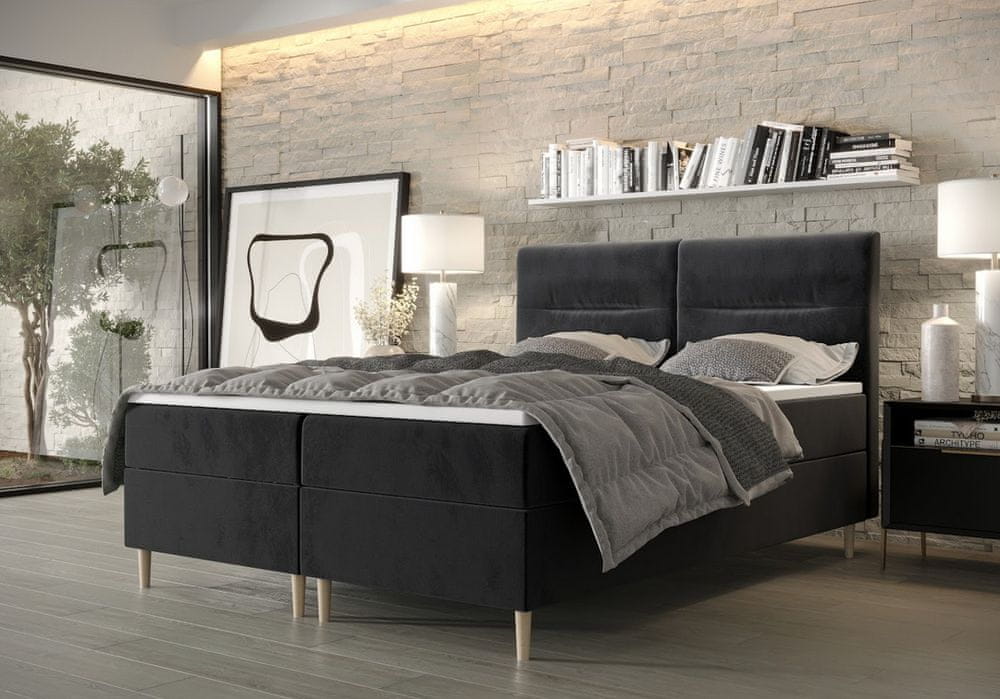 Veneti Boxspringová posteľ s úložným priestorom HENNI COMFORT - 120x200, svetlá grafitová