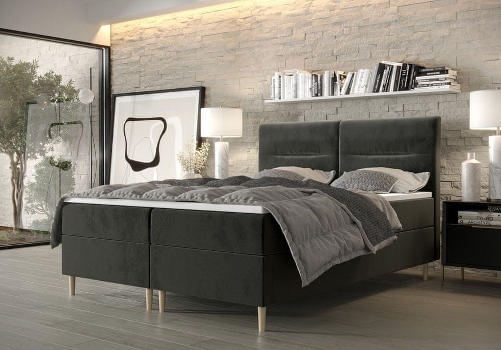 Veneti Boxspringová posteľ s úložným priestorom HENNI COMFORT - 120x200, popolavá