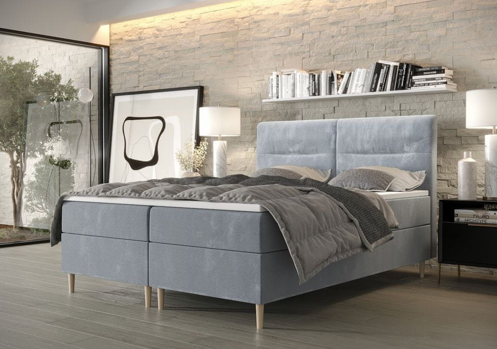 Veneti Boxspringová posteľ s úložným priestorom HENNI COMFORT - 200x200, modrá
