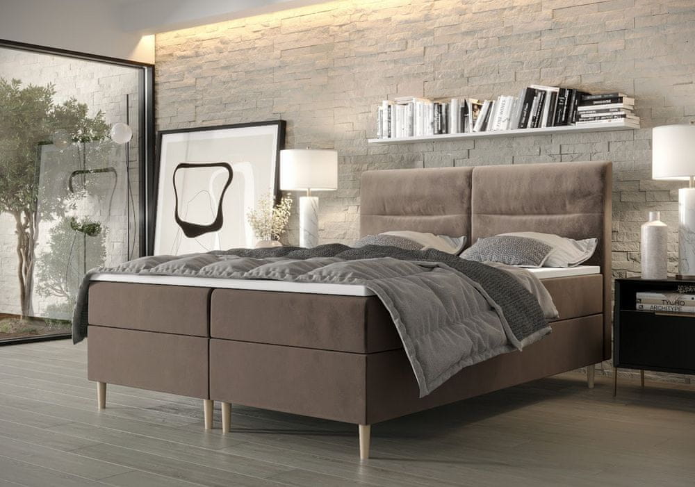 Veneti Boxspringová posteľ s úložným priestorom HENNI COMFORT - 120x200, mliečna čokoláda