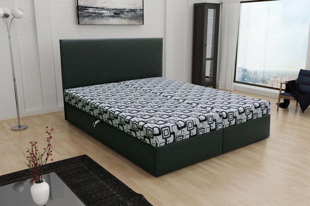 Veneti Boxspringová posteľ s úložným priestorom DANIELA COMFORT - 140x200, čierna / šedá