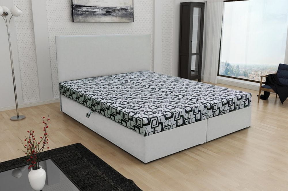 Veneti Boxspringová posteľ s úložným priestorom DANIELA COMFORT - 140x200, biela / šedá