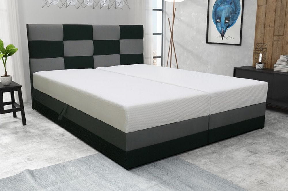 Veneti Boxspringová posteľ s úložným priestorom MARLEN - 200x200, antracitová / šedá
