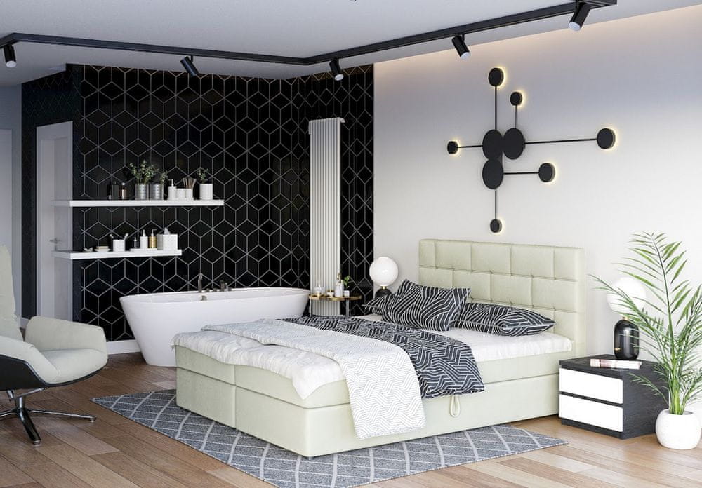 Veneti Boxspringová posteľ s úložným priestorom WALLY COMFORT - 160x200, béžová