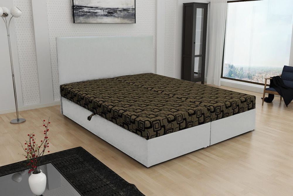 Veneti Boxspringová posteľ s úložným priestorom DANIELA COMFORT - 160x200, biela / hnedá