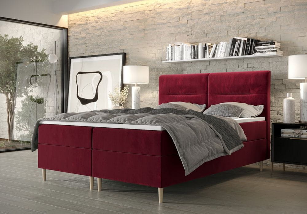 Veneti Boxspringová posteľ s úložným priestorom HENNI COMFORT - 120x200, červená