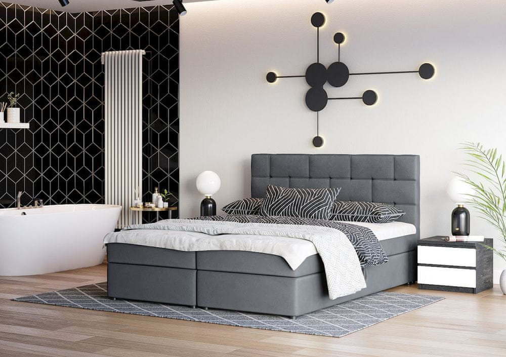 Veneti Boxspringová posteľ s úložným priestorom WALLY COMFORT - 180x200, tmavo šedá